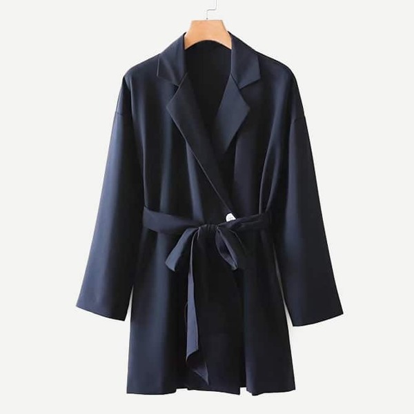 

Drop Shoulder Self Tie Coat