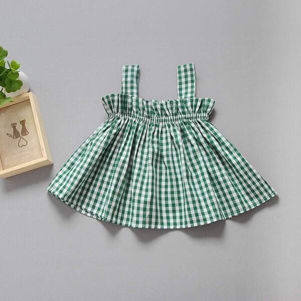

Toddler Girls Pleated Gingham Cami Top