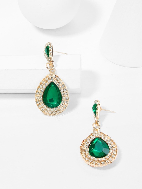 

Rhinestone Water Drop Shaped Earrings, null