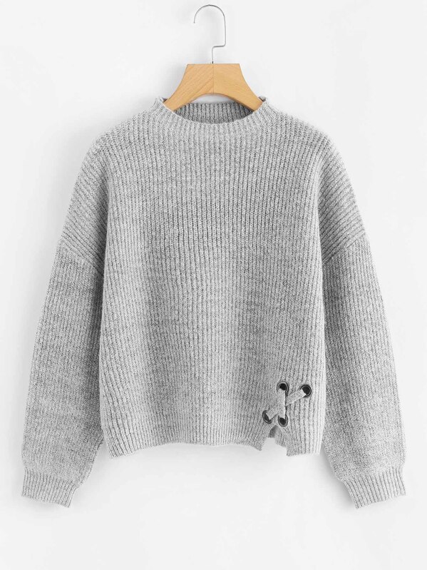

Громмет Крисскросс Деталь Heather Grey Sweater, null