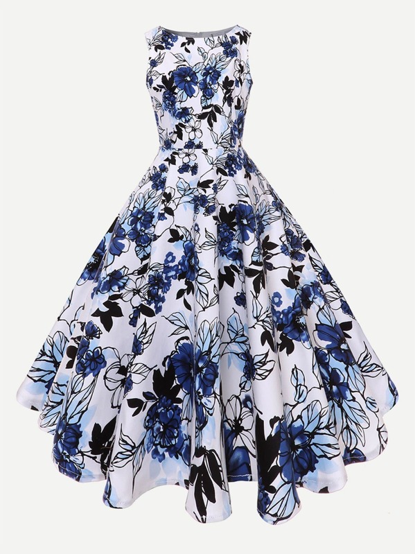 

Платье для цветной печати Deep V Neckline, null
