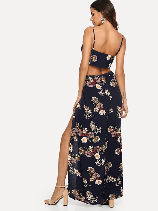 floral cami top palazzo pants set shein sheinside