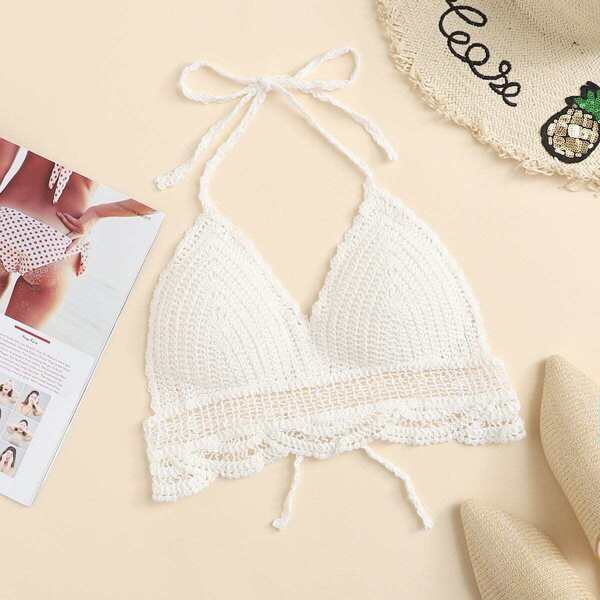 

Hollow Out Crochet Halter Top