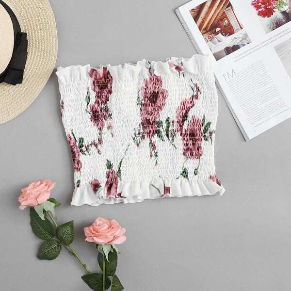 

Floral Print Tube Top, Multicolor