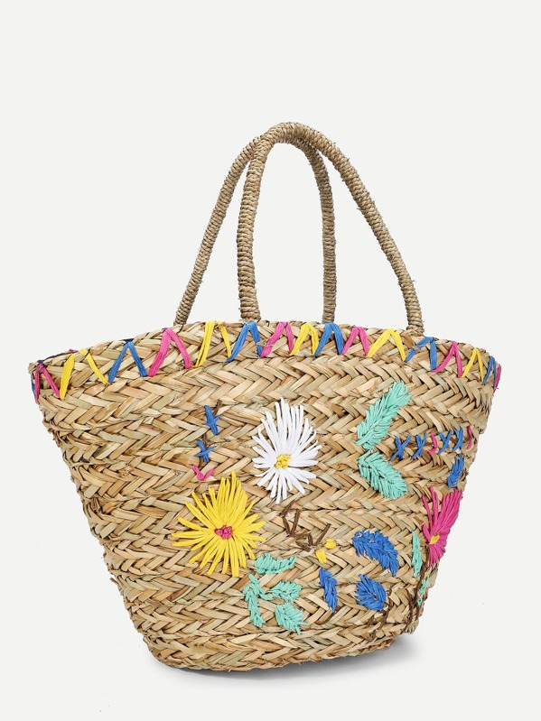 Fl Straw Tote Bag Shein Sheinside
