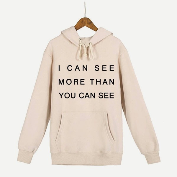 

Men Letter Print Hooded Sweatshirt