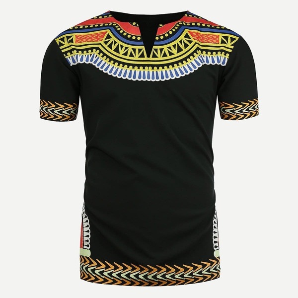 

Men Ornate Print Tee, Black