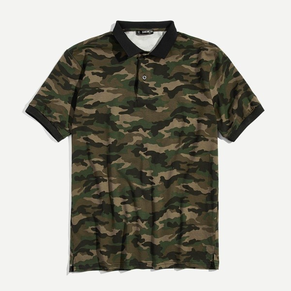 

Men Camo Print Polo Shirt