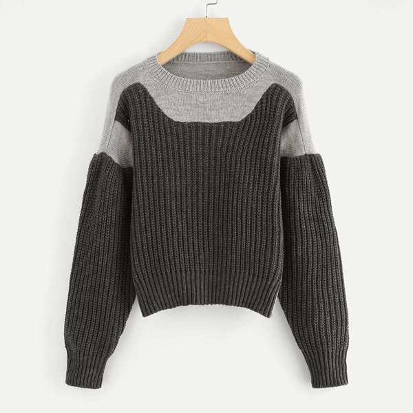 

Two Tone Chunky Knit Sweater