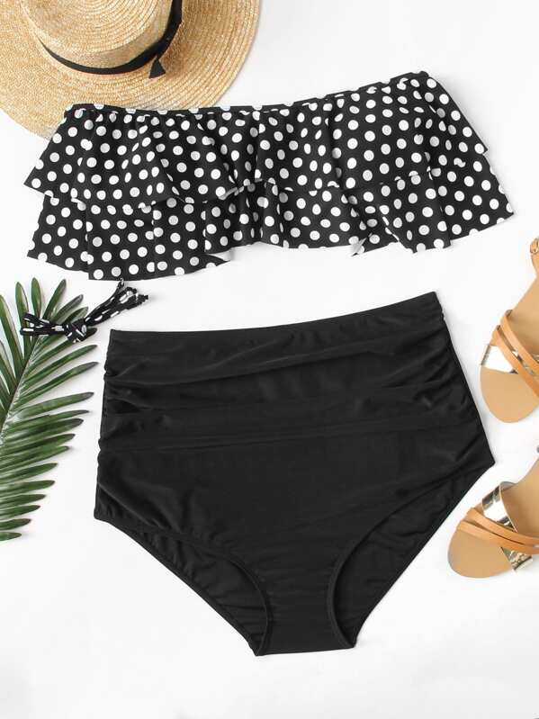 

Набор для бикини с широкой талией Polka Dot, null