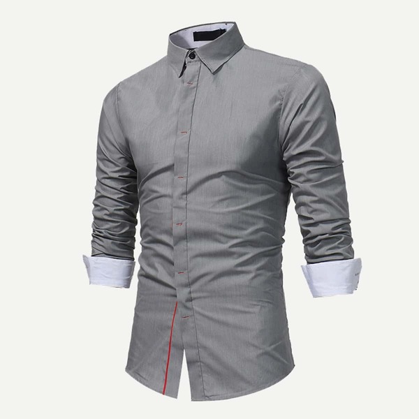 

Men Roll Up Sleeve Plain Shirt, Grey