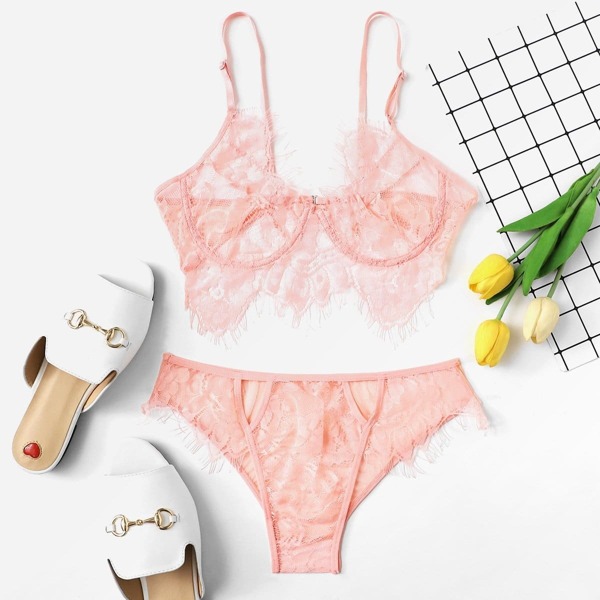 

Eyelash Lace Lingerie Set