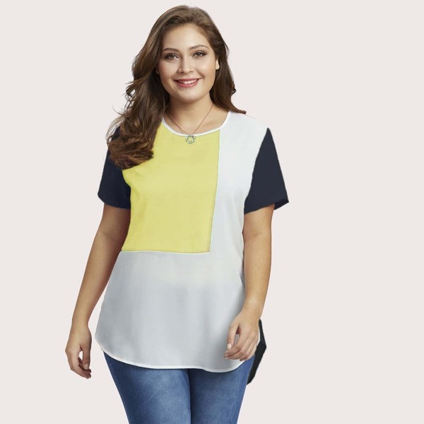 

Plus Cut And Sew Chiffon Tee