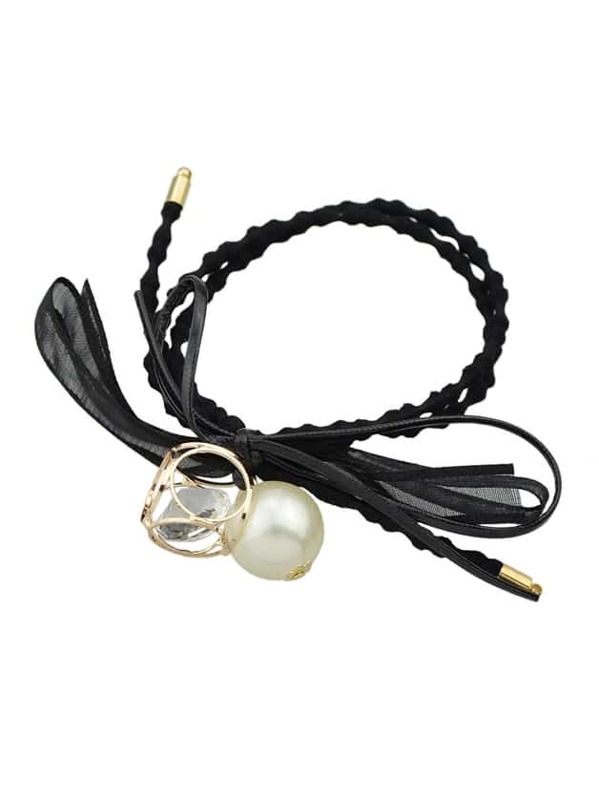 

Black Hot Sale Elastic Rope Imitation Pearl Hair Band For Ladies