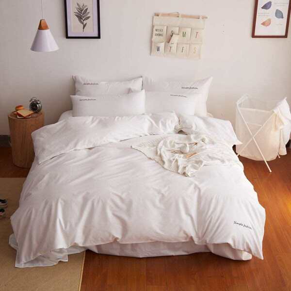 

Embroidery & Letter Duvet Cover 1PC