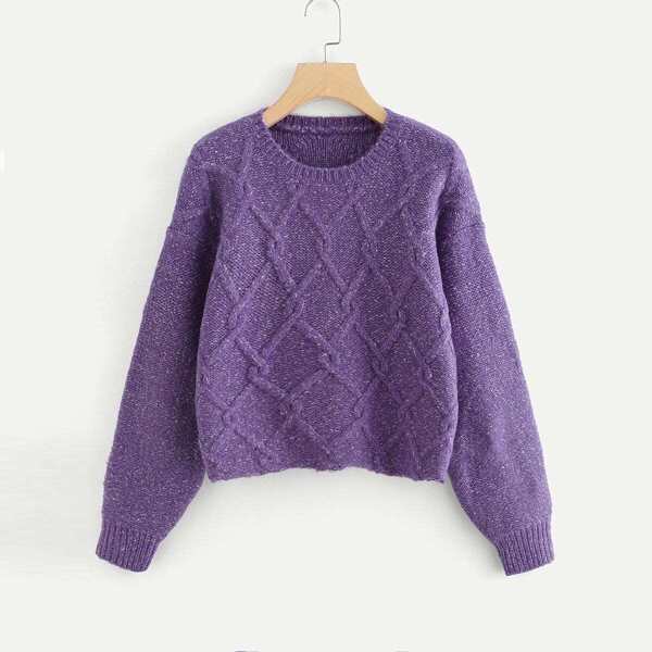 

Diamond Pattern Raw Hem Jumper