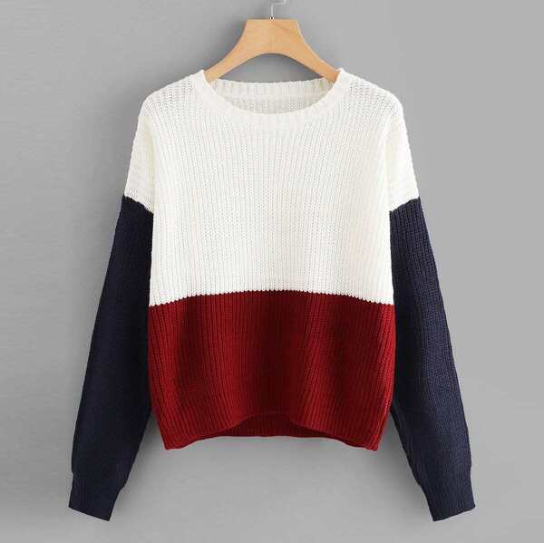 

Color Block Drop Shoulder Sweater
