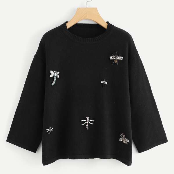 

3D Dragonfly Applique Sweater
