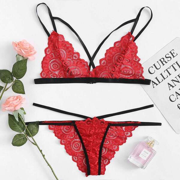 

Strappy Lace Lingerie Set