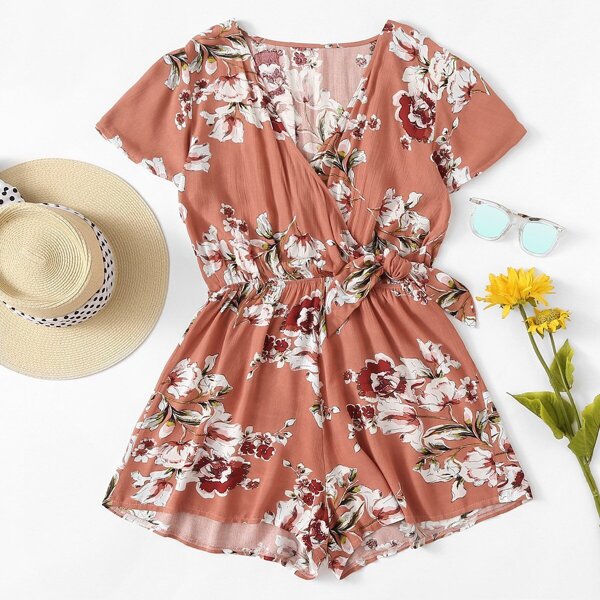

Knot Side Floral Romper