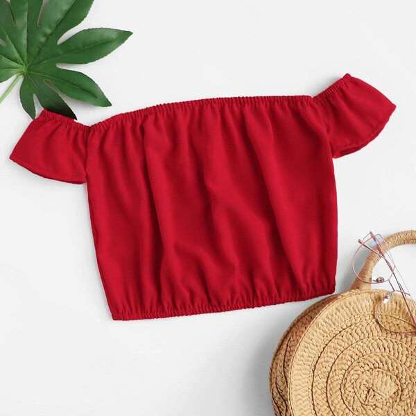 

Off Shoulder Elastic Crop Top