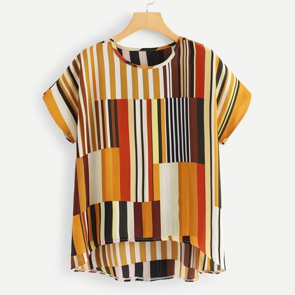 

Striped Dip Hem Top