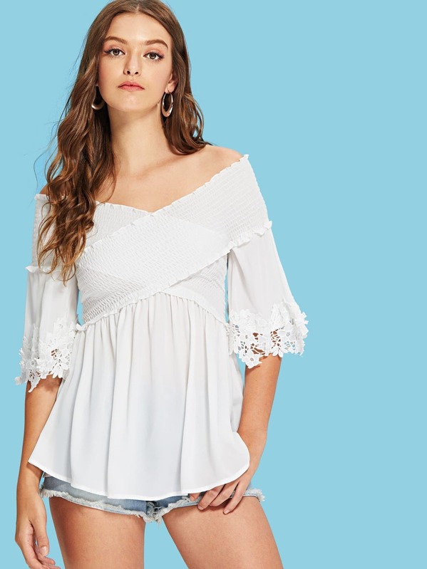 

Кружевная аппликация Shirred Cross Wrap Top, Luiza