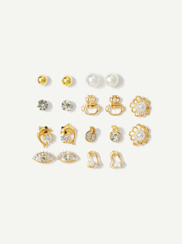 

Серьги с длинным рукавом и сердечками 9pairs, null