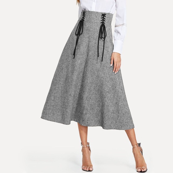 

Grommet Lace-Up Front Skirt