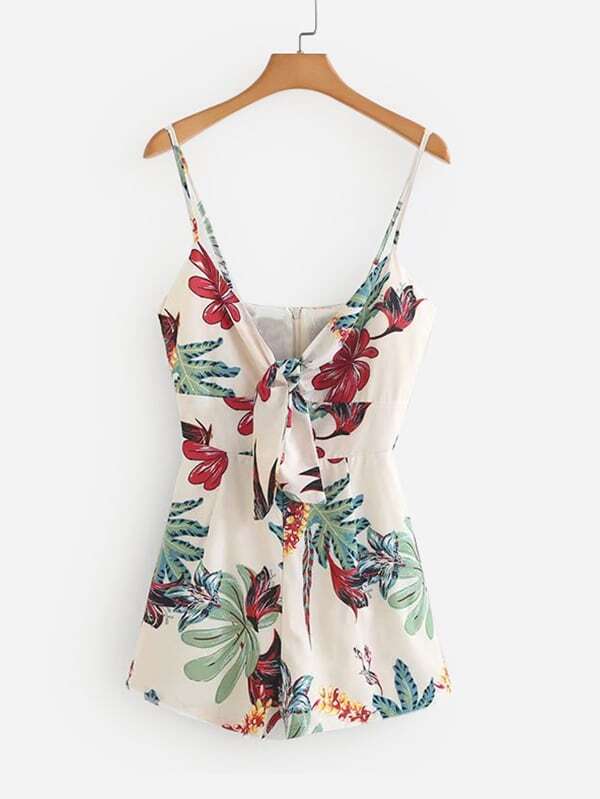 

Tie Front Florals Cami Romper, null
