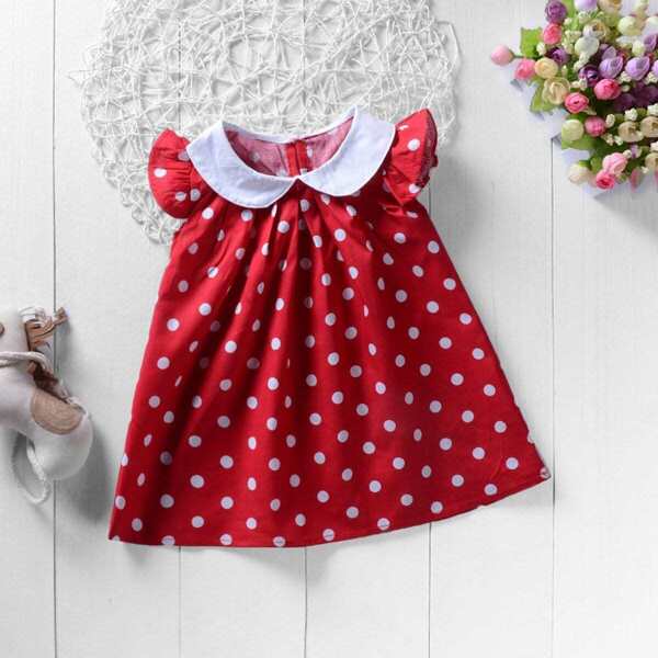 

Toddler Girls Polka Dot Dress, Red
