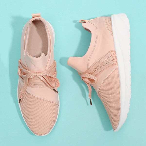 

Net Design Lace Up Sneakers