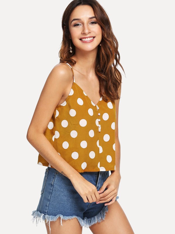 

Polka Dot Print Жемчужная бисероплетение Cami Top, Gabi B