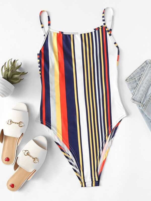 

Knot Back Striped Bodysuit, Multicolor