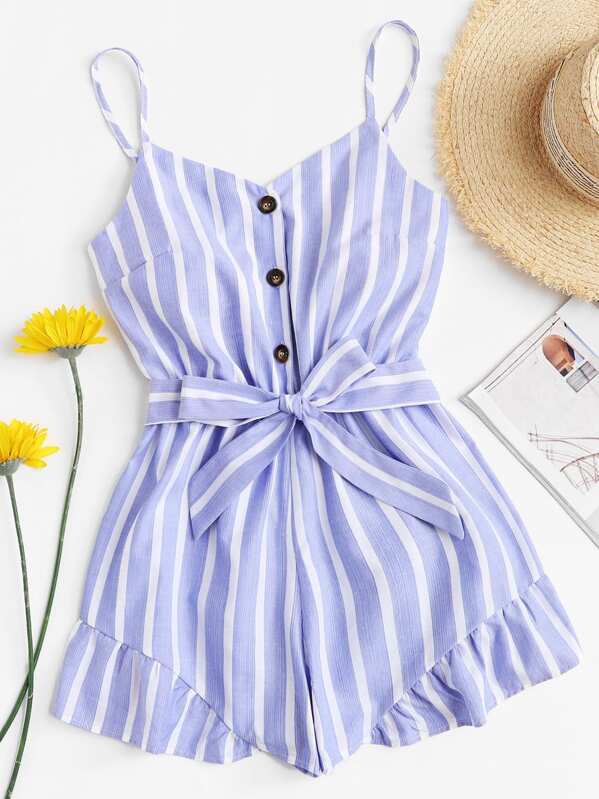 

Самоукрепляющая талия Полосатый Romper, null