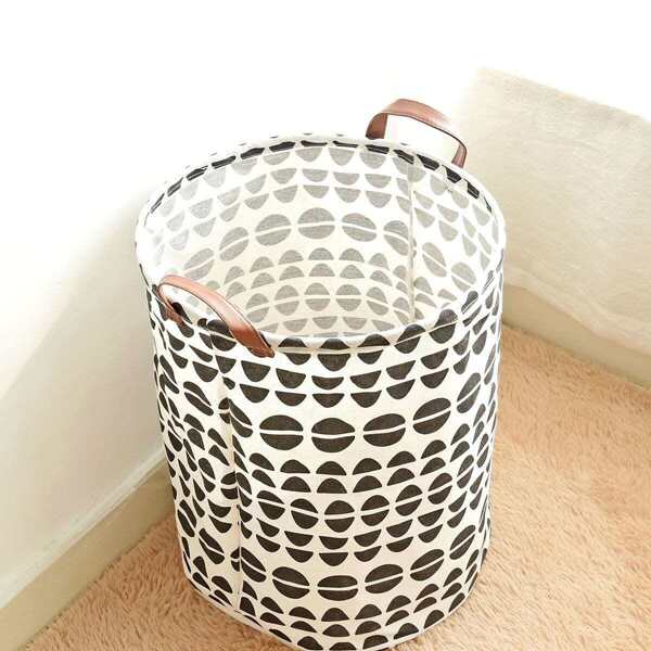 

Semicircle Print Bucket Organizer, Black and white