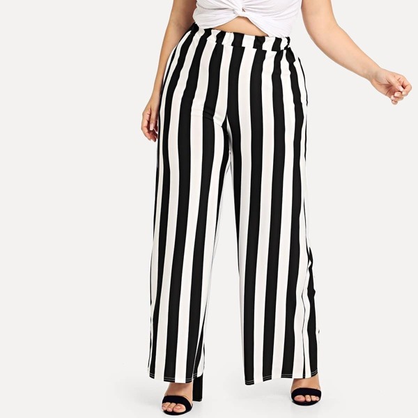 

Plus Striped Wide Leg Pants