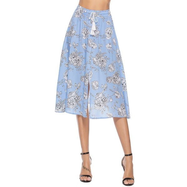 

Floral Print Drawstring Waist Skirt