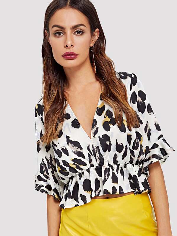 

Leopard Print Ruffle Blouse, Andy