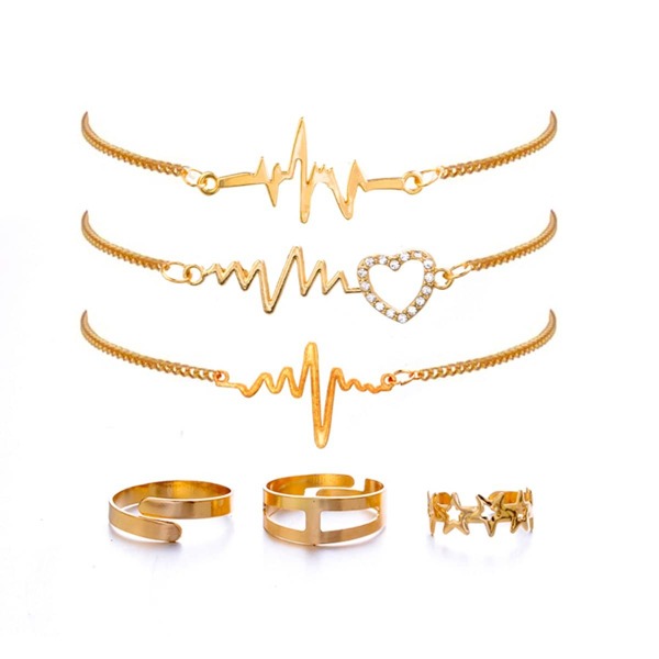 

Сердце Деталь Браслет 3pcs & Ring 3pcs