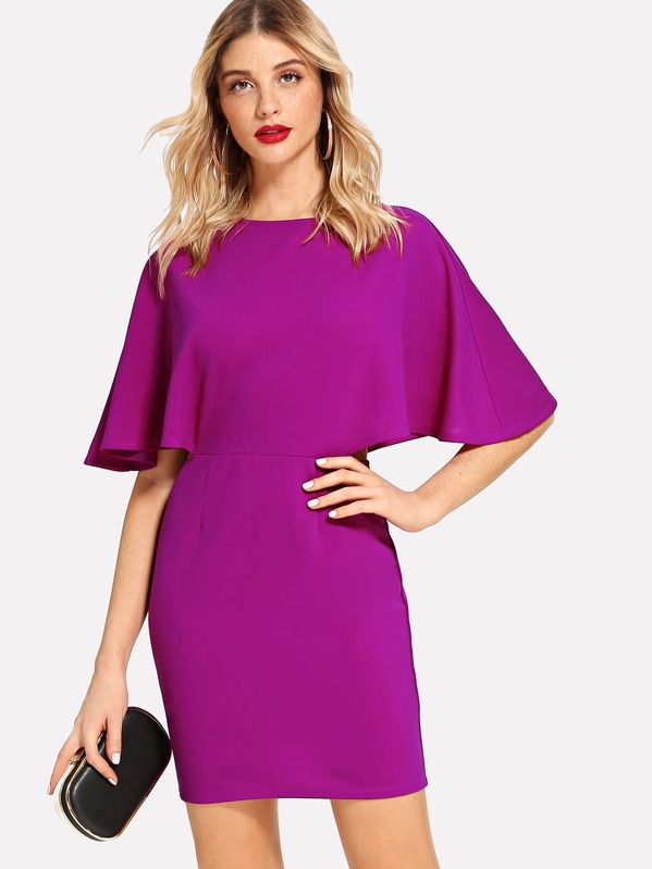 V Cut Out Back Batwing Sleeve Dress, Nathane