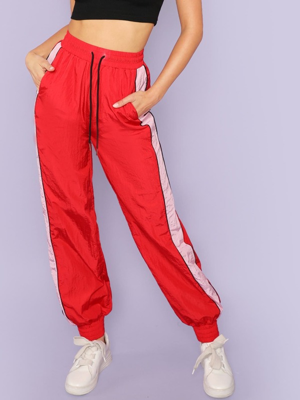 

Contrast Tape Knot Waist Pants, Red, Noelle Brown