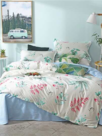 Bedding Sets Womens Shein Sheinside Leaf Print Sheet Set