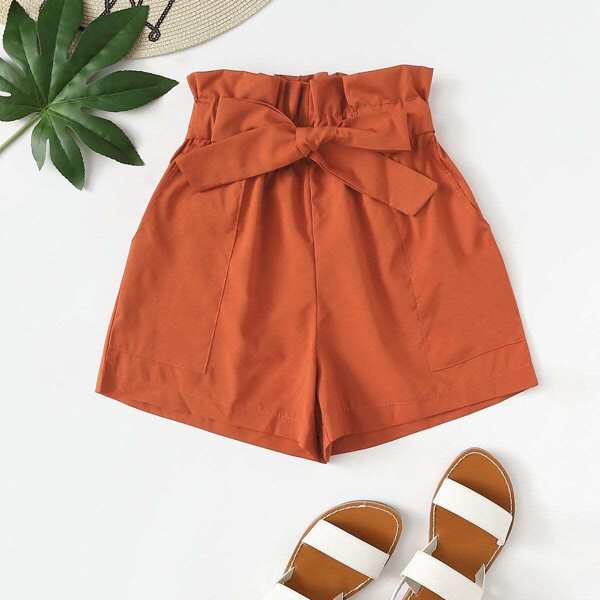 

Paperbag Waist Self Tie Paperbag Shorts