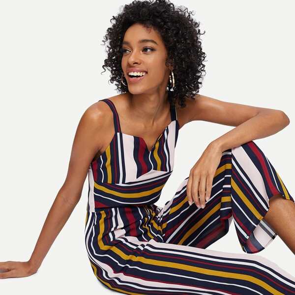 

Thick Strap Striped Jumpsuit