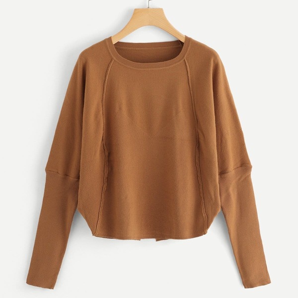 

Cut And Sew Solid Cocoon Sweater