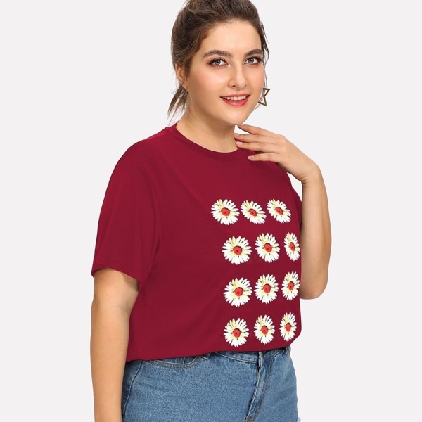 

Футболка Daisy Print, Бургундия