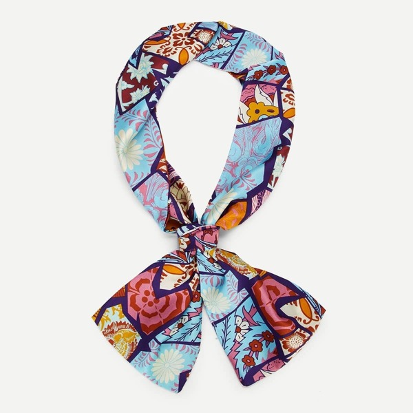

Flower Print Skinny Scarf, Multicolor