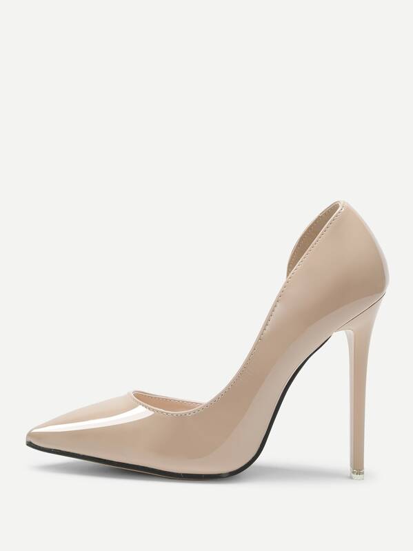 

Pointed Toe PU Court Pumps, Apricot
