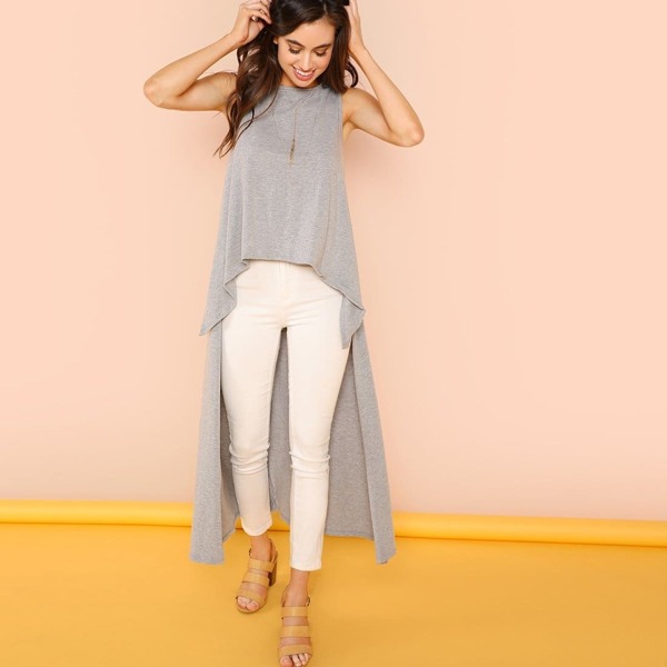 

High Low Heathered Knit Top